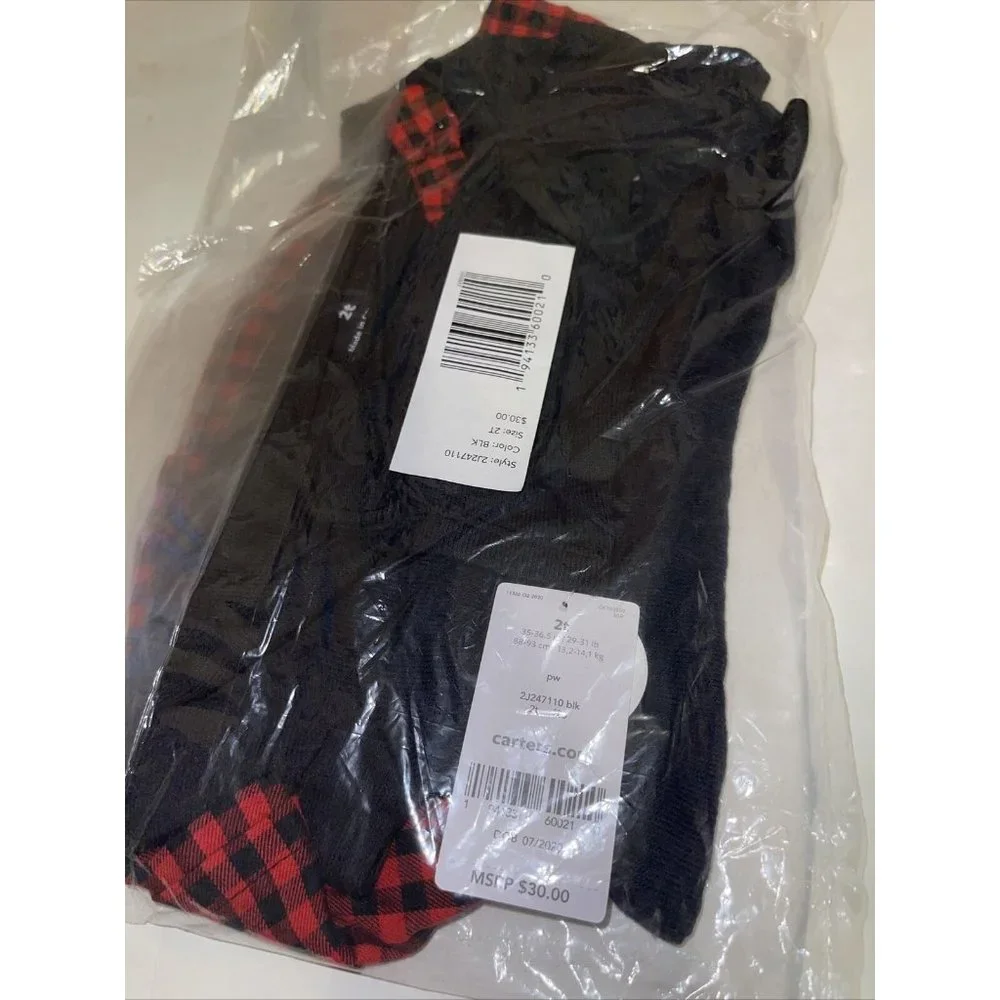 Toddler Girl Carter's 2T Red Plaid Peplum Jersey Top